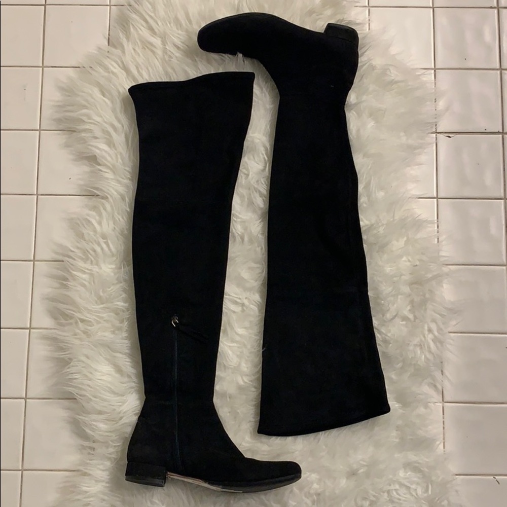 Miu Miu Black Leather Over the Knee High Boots - Picture 2 of 6
